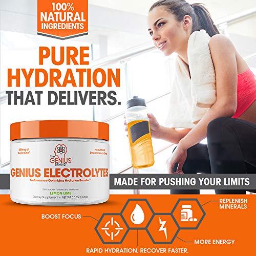 Genius Electrolyte Powder – Natural Hydration Booster | Endurance Supplement with Electrolytes (Potassium, Magnesium, Zinc) - Sugar Free, Vegan, Keto Friendly Energy - Lemon Lime (Drink Mix), 30 Sv - Thumbnail 7
