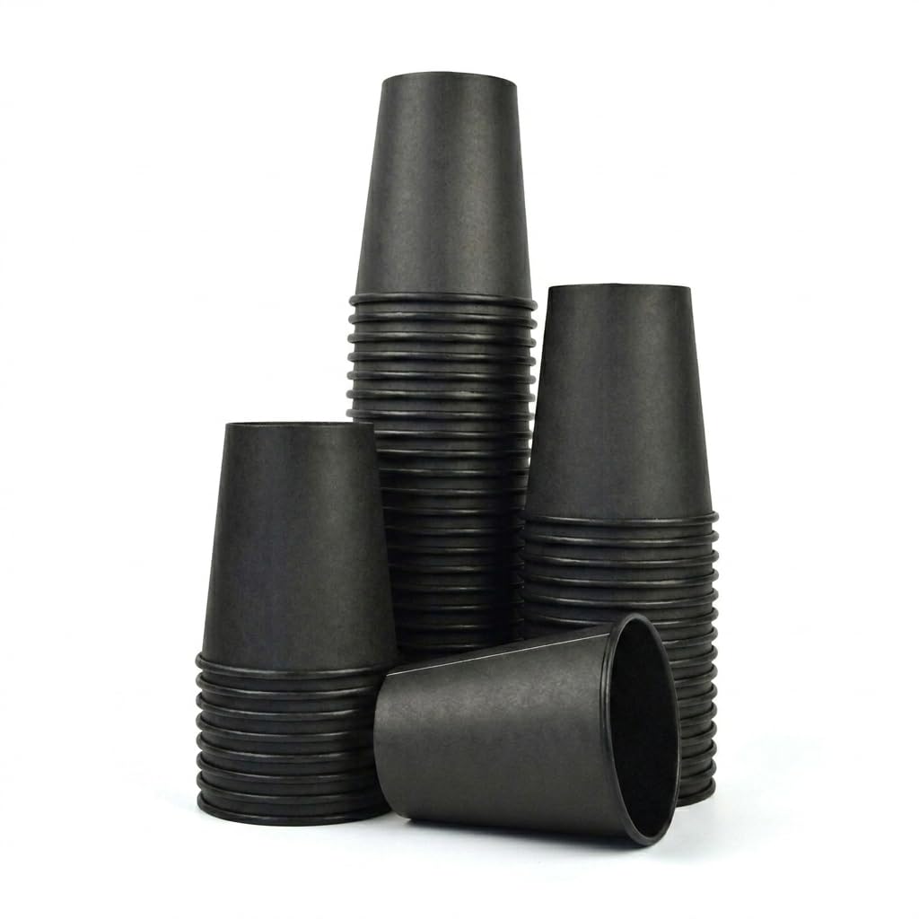 pz 1000 bicchieri 8/9 oz (250 ml) in carta colore nero ideali per bevande fredde succhi e granite