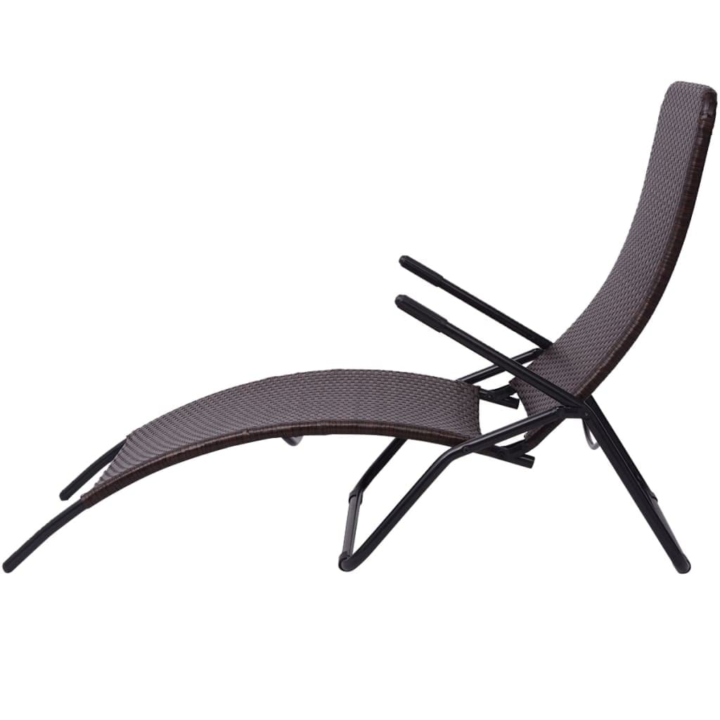 vidaXL Tumbona Plegable de ratán sintético marrón