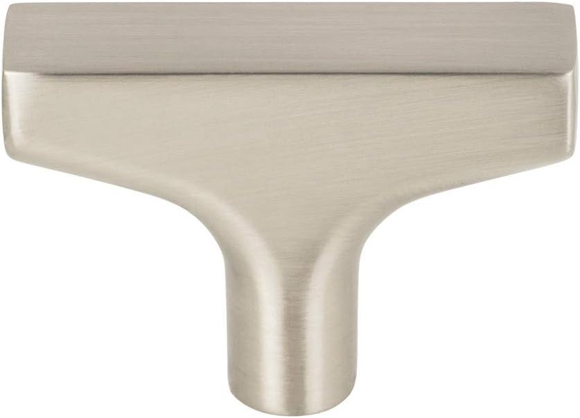 Riverside T Knob Color Brushed Satin Nickel - Top Knobs Hardware 1 7/8” Width Grace Coll Contemporary Transitional Kitchen Drawer Cabinet Pull Dresser Bathroom Metal Handle Interior Home