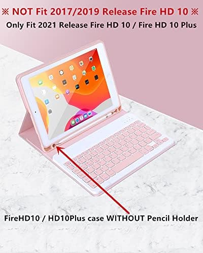 YEEHi Color Keyboard for Fire HD 10 and Fire HD 10 Plus Tablet (11th Generation 2021 Release) Keyboard Case Cute Detachable Removable Wireless Bluetooth Keyboard Cover (Black)