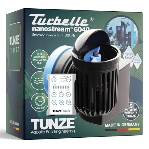TUNZE Strömungspumpe Turbelle nanostream 6040 I Pumpe für 3D einstellbare Strömung I Propellerpumpe mit Magnet Holder & Silence Klemme bis 15mm Glasstärke I Wasserpumpe für Salzwasser-Aquarium