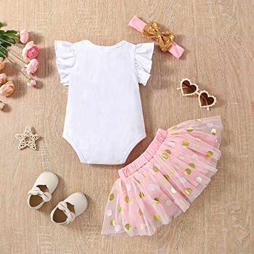 Baby Girls 1st/2nd First Birthday Outfits Cotton Romper TuTu Skirt Set with Sequins Bowknot Headband 3Pcs3