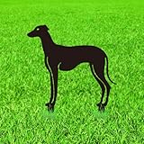 WADORN Dekorative Gartenstecker Aus Metall Für Whippet Hunde Whippet Windhund Silhouette Metallstatuen Für Außenbereich Tier Gartenornament Geschenke Schwarze Hofkunst Dekor Für Außenbereich Gehwege