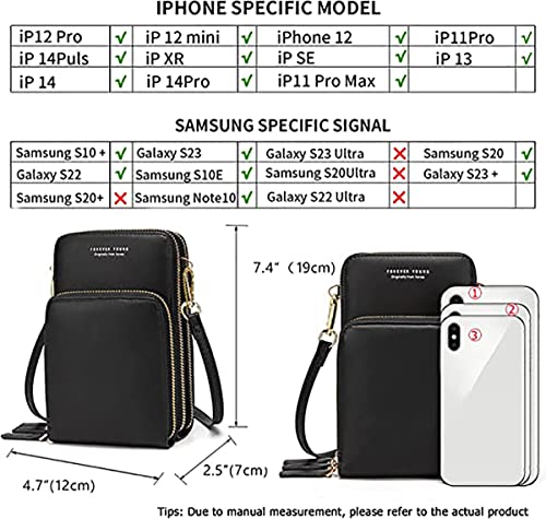 Image of BOSTANTEN Girls Women Women's Wallet Sling Crossbody Bag for Mobile Cell Phone Holder Pocket Wallet Wallets Hand Purse Clutch Crossbody Sling Bag for Women Womens Girls (Black)