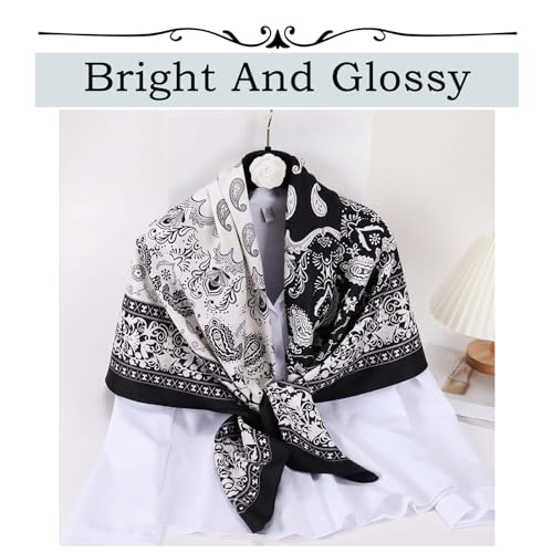 35”×35” Silk Like Head Scarf, 2/3 Pcs Large Silk Feeling Neck Scarf, Like Silk Scarf for Hair Wrapping at Night3