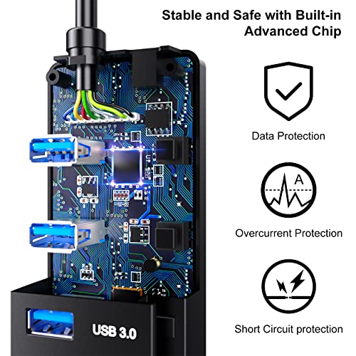 Powered-USB-Hub-VKUSRA-8-Port-USB-Data-Hub-4-USB-30-Ports-3-USB-20-Ports-1-Smart-Charging-Port-with-Individual-OnOff-Switches-Compact-USB-Hub-USB-Splitter-for-Laptop-with-Power-Adapter