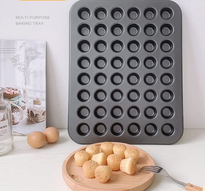 48-kops Cupcake Pan, Mini 48-kops Muffin Bakvorm Ronde Cupcake Pan Bakvorm voor Oven Bakken Bakvormen Kookaccessoire, Grijs - Afbeelding 4