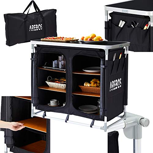 Arebos Cocina De Camping | Tamaño L O Xl| Cocina Al Aire Libre | Portátil | Negro | Adecuada Para Jardín, Camping, Fiesta, Bufé, Etc. (L)
