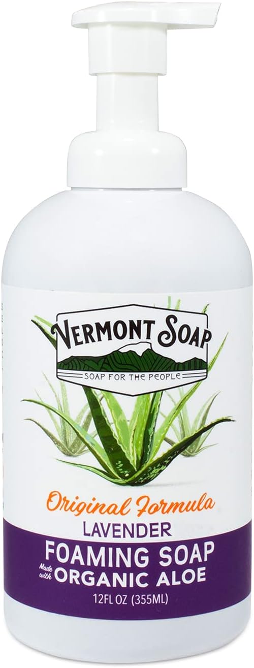 Organic Lavender Foaming Hand Soap - Natural Moisturizing Soap for Dry Skin - Fragrance Free Liquid Bathroom Hand Soap Dispenser - Lavender - 12 oz