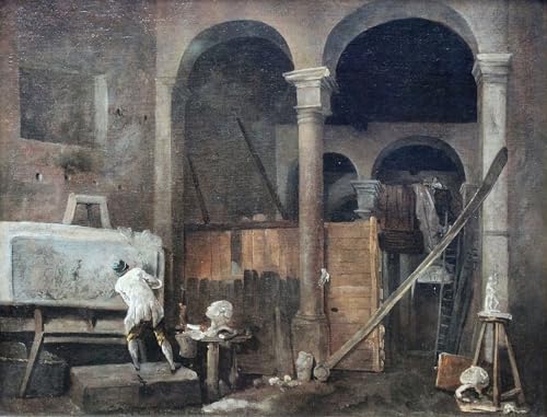 Toile Hubert Robert l'atelier de l'artiste 60x90 cm grand format affiche decoration interieur