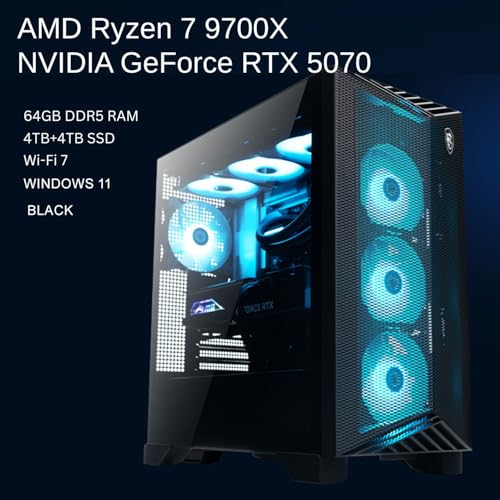 Aegis ZS2 RTX 5070 Pro Gaming Desktop, AMD Ryzen 7 9700X (Intel i9-14900F), NVIDIA RTX 5070, Liquid RGB Cooler, 64GB DDR5 RAM, 2TB SSD, RGB Backlit KB, Wi-Fi 7, Bundle con SL660 512GB Portable SSD - PC Desktop - Immagine 5