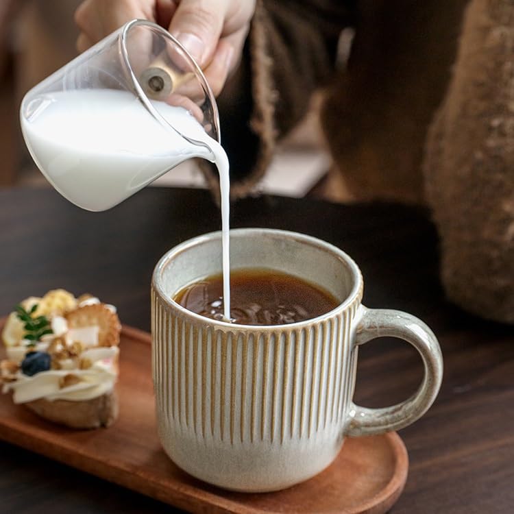 ENGENDER Tazas Cafe Taza de cerámica for café y Leche Estilo Retro 360 ​​ml con Relieve Vertical, Ligeros Defectos Mug Cups(360ml*2)