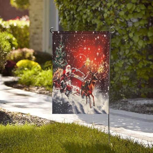 Drapeau de jardin Père Noël en polyester haute densité résistant aux UV - 5