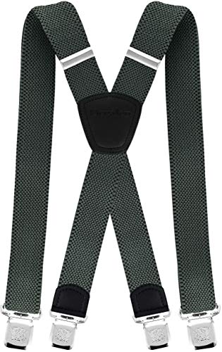 Decalen Mens Suspenders Very Strong Clips Heavy Duty Braces Big and Tall X Style (Green)