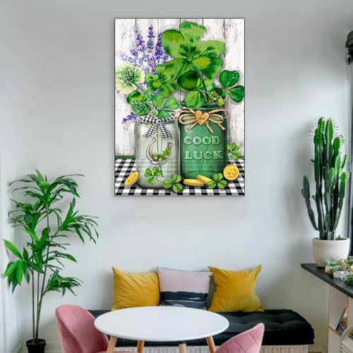 Image of St.Patrick's Day Counted Cross Stitch Kits for Adults,Stamped Crossstitch | Flowers Stamped Cross Stitch Kits for Beginners, Needlepoint Cross-Stitch Patterns Embroidery Kits Arts and Crafts