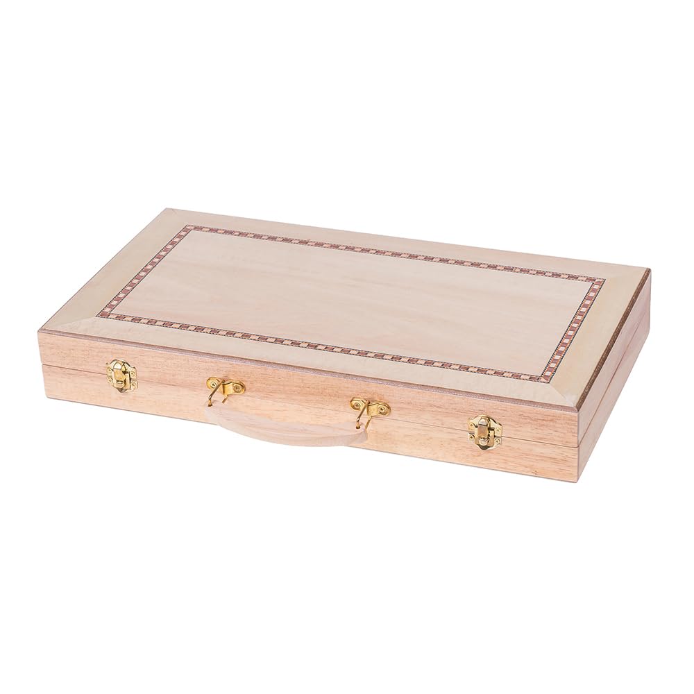 SQUARE - Backgammon z drewna 447 - Intarsja - Walizka z uchwytem