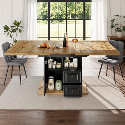 Table à manger extensible 110 140 x 80 cm avec rangement et tiroir