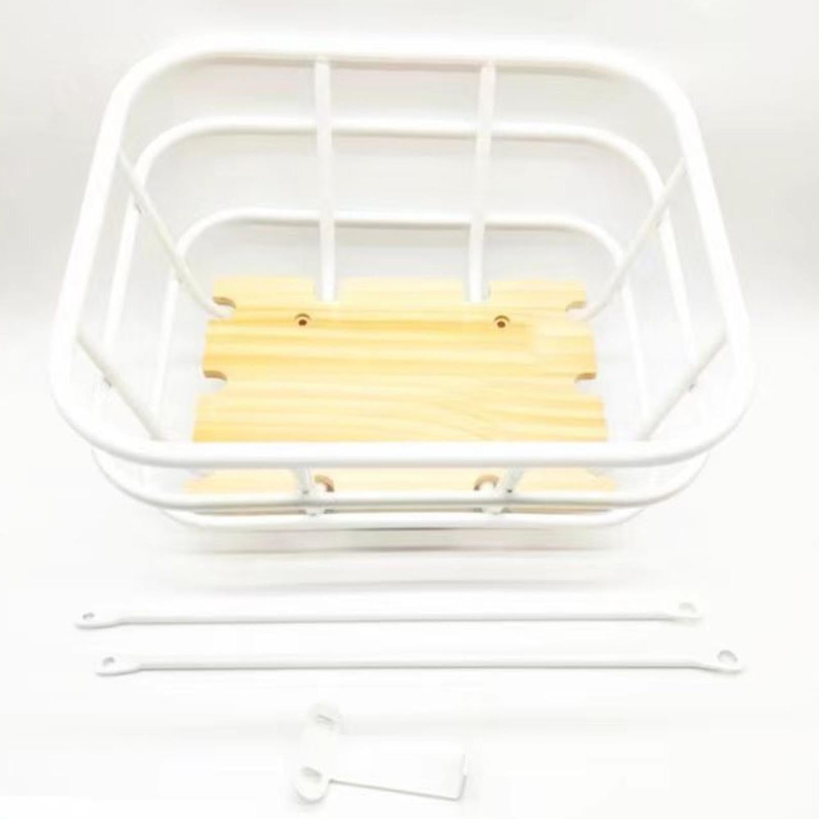 Przedni kosz rowerowy – wszechstronny pojemnik z drutu metalowego do jazdy na rowerze i wędrówek, zawiera uchwyt, 36 x 32 x 20 cm, idealny do organizera rowerowego i rozwiązania do przechowywania