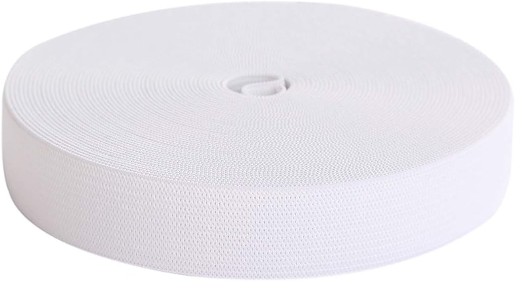 MYUREN 1 Inch by 20 Yard White Heavy Stretch High Elasticity Elastic Spool Knit Elastic Bands for Sewing