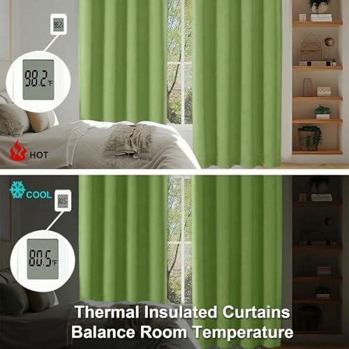 Image of Simplebrand Ava Lime Short 36 Inches Blackout Curtain 2 Panels Set, Half Window Rod Pocket Privacy Curtain Tiers for Kitchen, Curtains Blackout for Bathroom Shades, W40 x L36 Inch, Lime