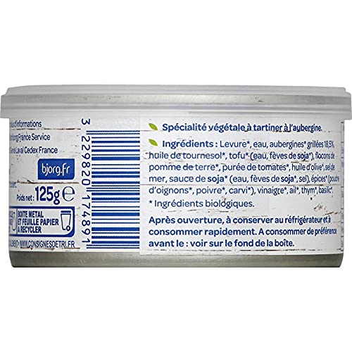 BJORG - Terrine D'Aubergine Bio 125G - Lot De 4