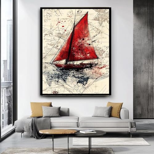 Impression sur toile abstraite voilier de qualité supérieure