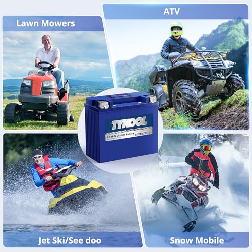 Image of TYKOOL LFP20L-BS-PRO Lithium Motorcycle Battery, Replaces GYZ20L GYZ20HL YTX20HL-BS, 600CCA 12Ah Fits for Harley Softail Fatboy,Dyna,Sea-Doo 1500cc GT Series Yamaha 1800cc, Digital Readout