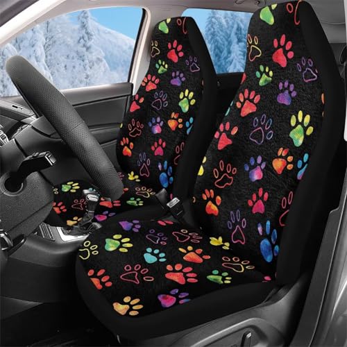 Housse de sièges auto patte de chien colorée motif universel élastique pour siège avant voiture