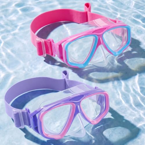 Kids Swim Goggles with Nose Cover, Fabric Strap Swim Mask No Leak 3-14