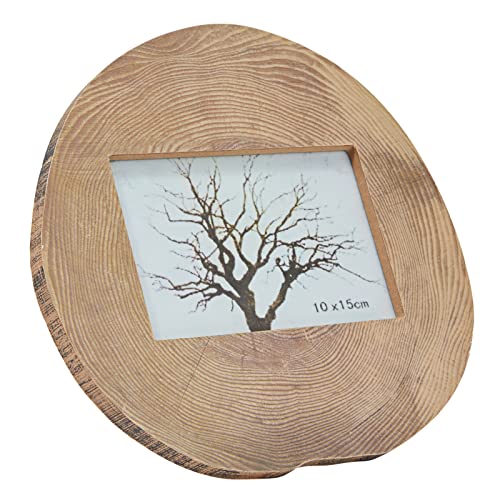 Juvale Tree Trunk Style Wooden Picture Frame for 4x6 Inch Horizontal Photos, Rustic Home Decor (9.25 x 8.75 x 0.5 In) - Round Picture Frame