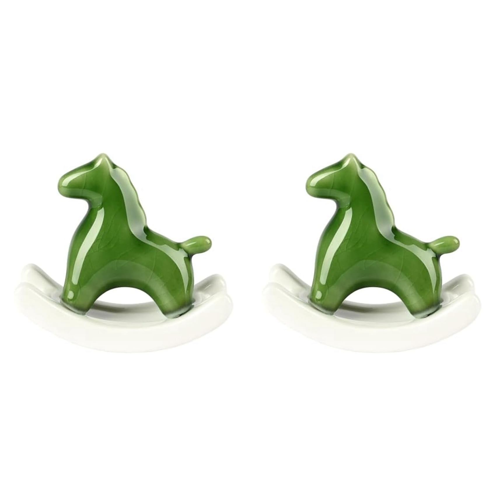 Hndhbfgrt 2X Ceramic Rocking Horse Statue for Home, Modern Art Sculpture for Table Shelf Decor, Aesthetic Figurine,A