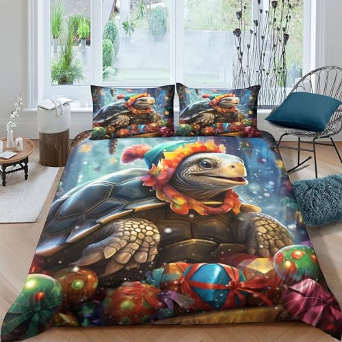 Housse de couette tortue marine 3D King parure de lit microfibre 220x240 cm - 2