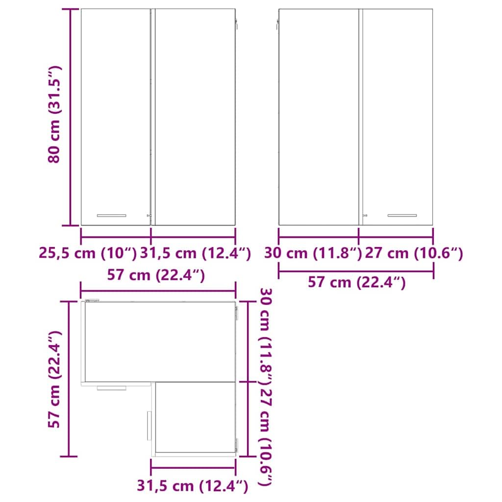 vidaXL Hängeschrank mit Speicher Sonoma-Eiche und Weiß 57 x 57 x 80 cm, Moderne Küchenschränke, rechteckig, viel Stauraum, langlebige Materialien, Coole Lösungen für Deine Wohnung