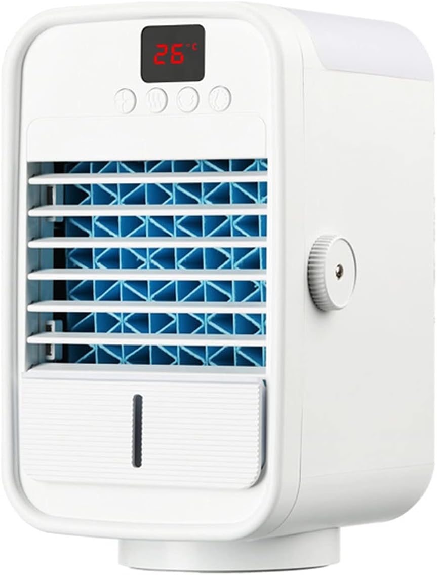 SUNDAY HOME Refrigerador de Aire evaporativo portátil con 3 velocidades de Viento, Mini Mini Agua Ventilado Oscilación, Desktop Small Air Acondicionador y Humidificador 2 en 1, Tanque de Agua 350ml
