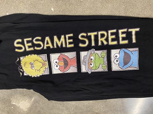 Sesame Street Colorful Characters and Logo Adult Men's Black Graphic Sleep Pajama Pants2