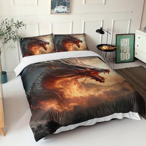 Housse de couette dragon chinois impression 3D microfibre parure de lit