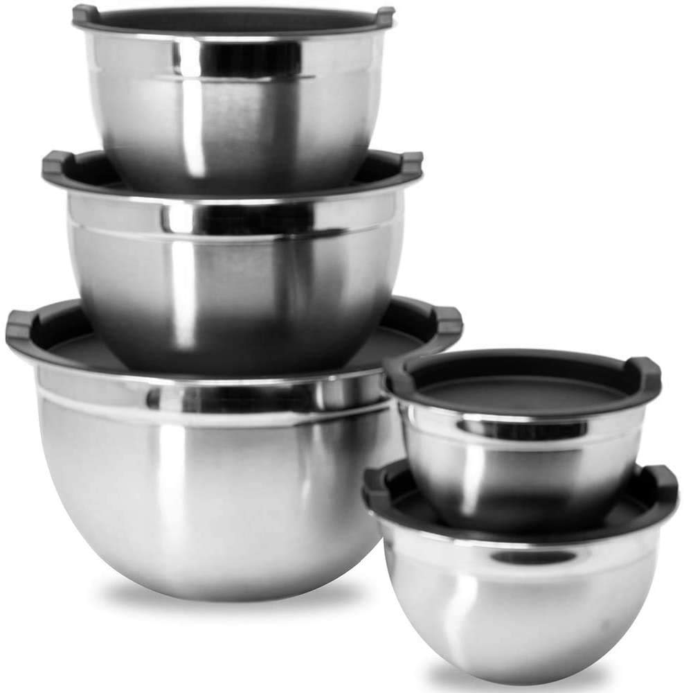 whysko Stainless Steel Mixing Bowls w/ Lids