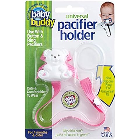 Baby Buddy Pacifier Clip Holder, Newborn Essential with Universal Fit for all Binky and Teether Brands, Ages 4+ Months, Pink, 1 Pack Cover
