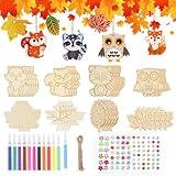 Holz Basteln Herbst,93 Stück Bastelset Herbst für Kinder ab 4 5 6 Jahre, DIY Herbstdeko...