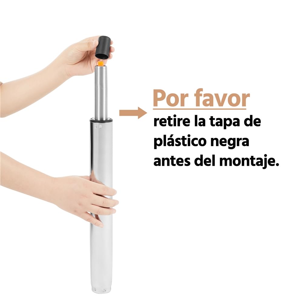 Yaheetech Silla de Oficina sin Reposabrazo Silla Oficina Tapizada de Cuero PU Silla con Ruedas Silla Ergonomica Base Metal Blanca