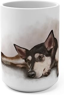 Husky Mug, Shepherd Mug, Personalized Dog Mug, Cute Dog Coffee Mug Gift For Dog Mom, Large Coffee Mug Dog Lovers, White Ceramic 15 Oz Mug Dog Lover Gift (Dog Front)