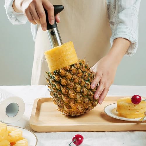 Foto von Ananasschneider - Ananasentkerner Ananas-Entkerner Schneider - Ananasschäler Edelstahl Core Entferner Werkzeug Für Home & Küche, Schwarz