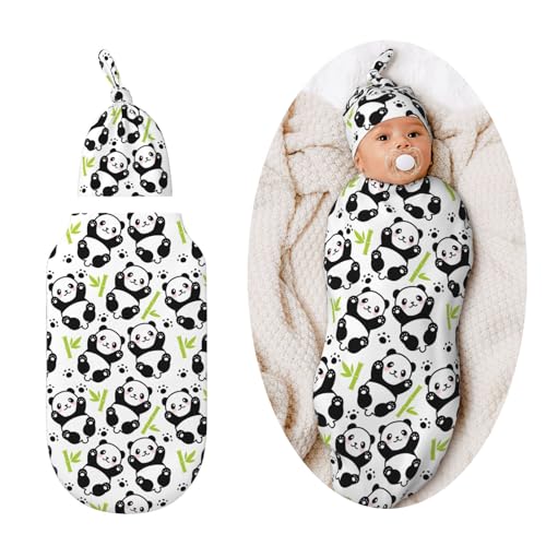 Image of Panda Swaddle Blankets Soft Receiving Blanket Baby Swaddle Wrap for Baby Girls Boys