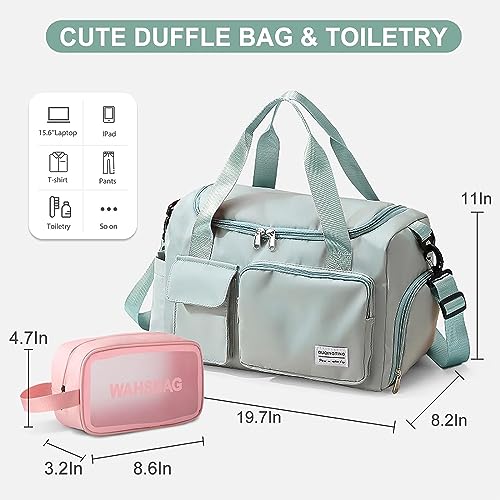 Image of Small Gym Bag for Women, Travel Duffle Bag Carry On Weekender Bag with Shoe Compartment, 29#All Grey, 28x50x21cm, Gym Bag&toiletry Bag