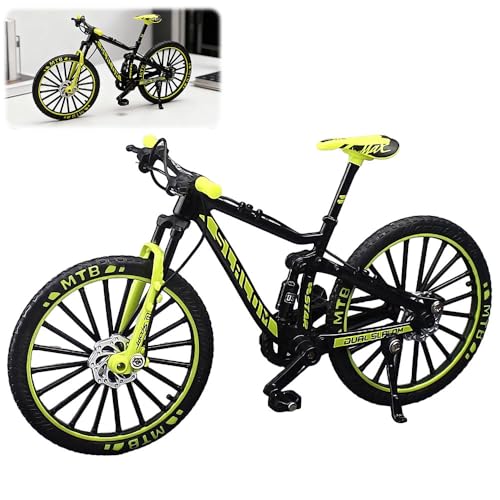 LYPPUL Modelo de Bicicleta de Montaña 1:10, Mini Bicicleta de Juguete, Bicicleta de Dedo, Bicicleta en Miniatura para los Amantes del Ciclismo Juguetes de Niños Regalos y Decoración (Verde)