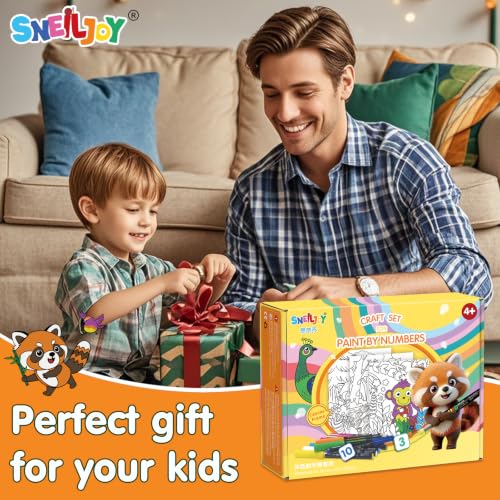Image of SNEILJOY Paint by Numbers Kit for Kids Ages 4-12, 3 Pack Canvas Set
