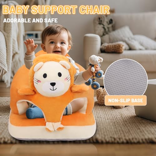 Image of KAKIBLIN Baby Sit Up Chair Support Sofa,Sit Me Up Floor Seat for Baby,Soft Plush Cartoon Animals Learning to Sitting Chair Seats for 3-24 Month Girls and Boys,PP Cotton Full Filling