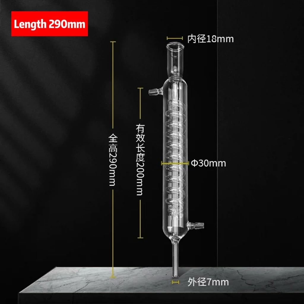 Laboratoryjna rurka skraplacza serpentynowego - urządzenie destylacyjne 290/380/450 mm do kolby standardowej(Length 290mm)