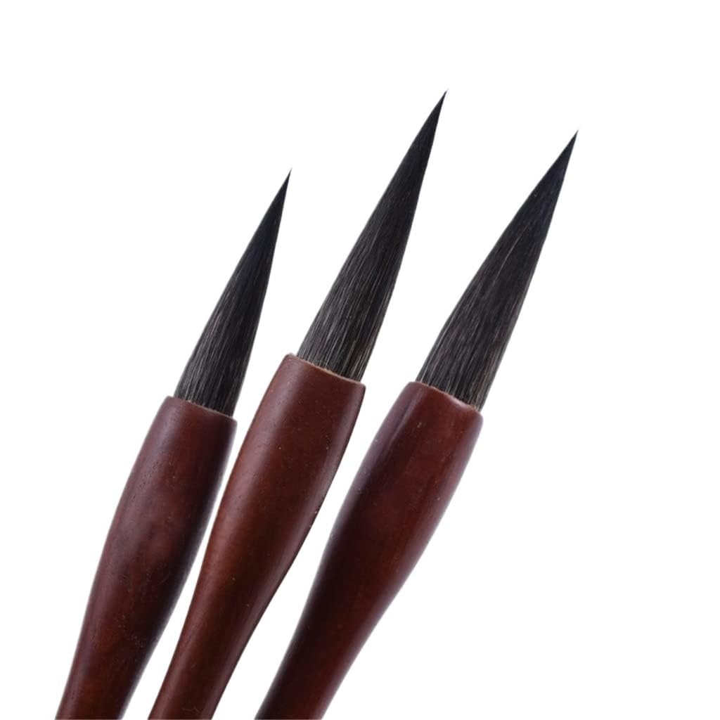 Chinese Calligraphy Drawing Brush, Calligraphy Brush Set Mouse Whiskers Hair 3Pcs 3 Sizes Regular Script French Painting